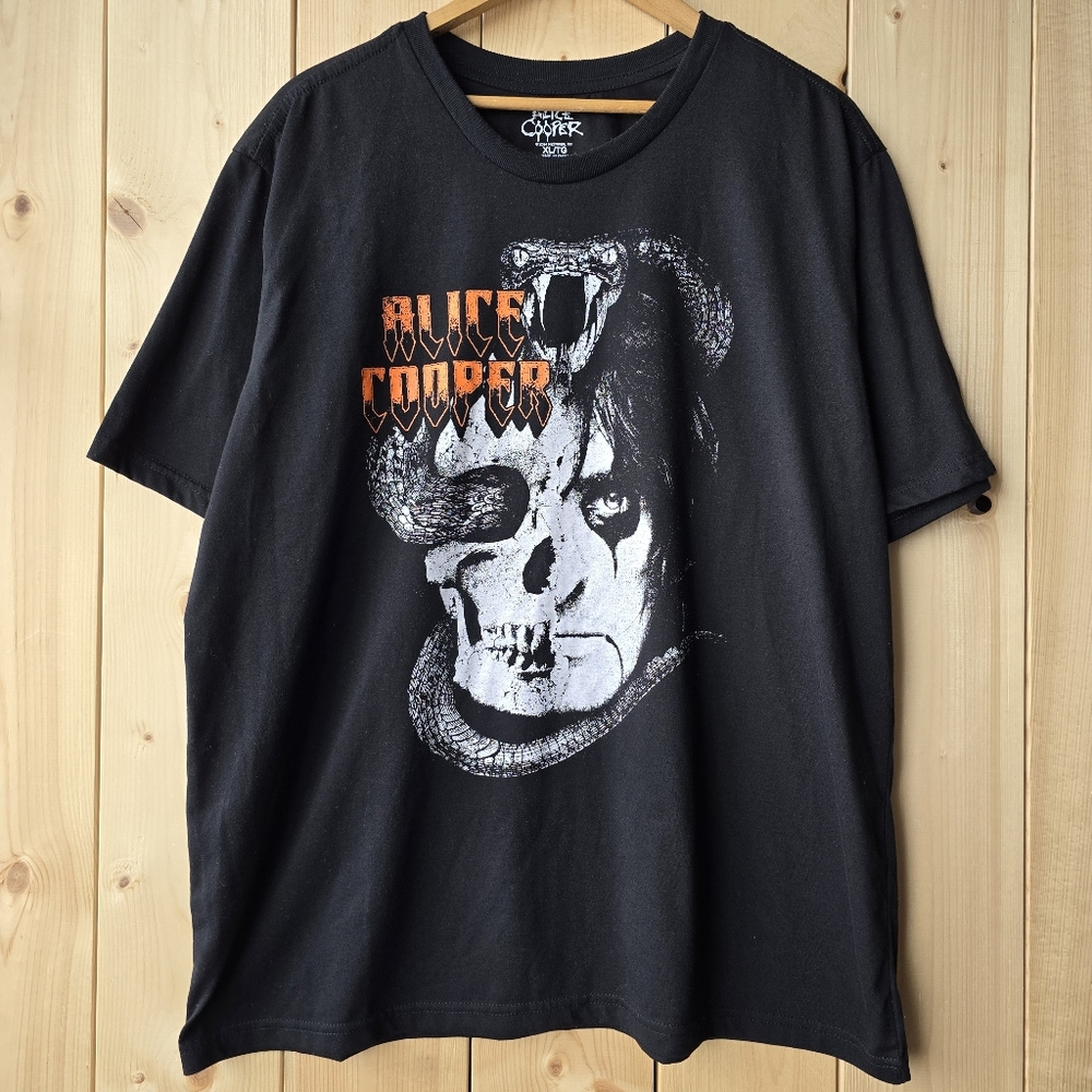 Alice Cooper Snake Skull Black T  Shirt Philcos Mens XL